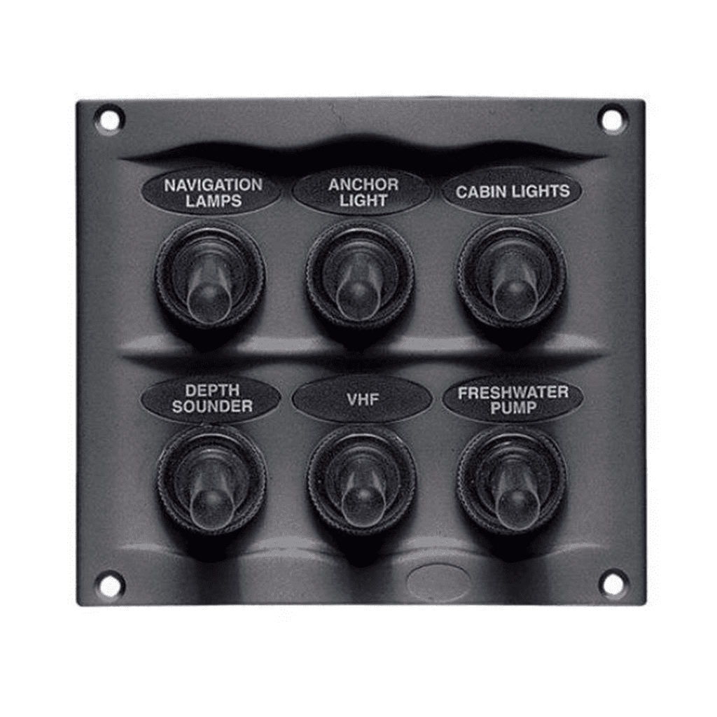 BEP Switch Panel DC Waterproof 6xOn/Off Charcoal