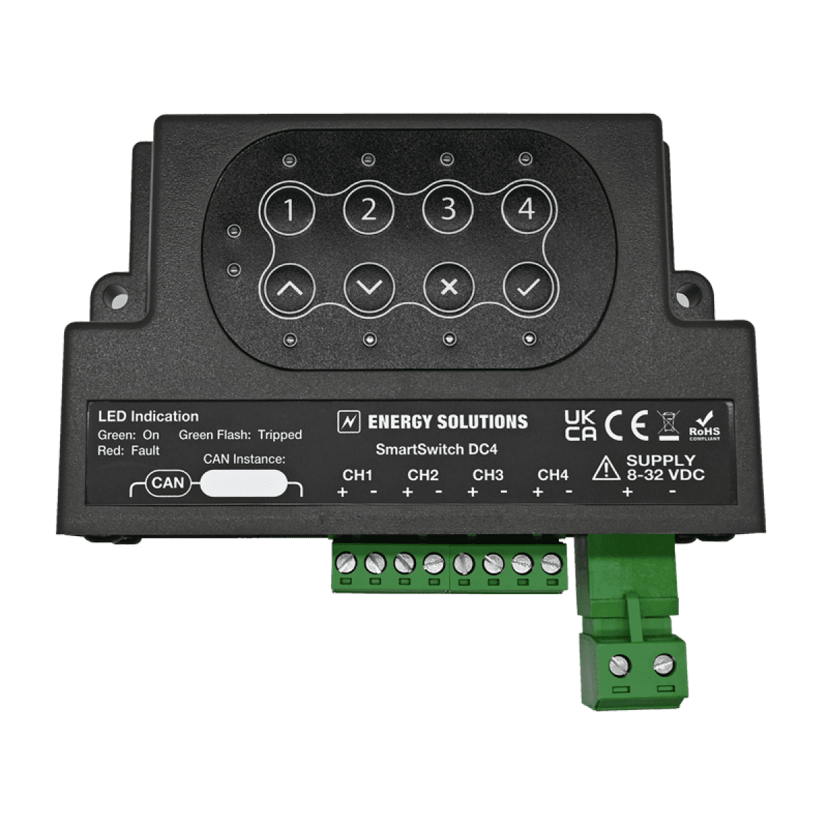 SmartSwitch DC4. 4 kanaler CAN  DC switch 12-24Vdc