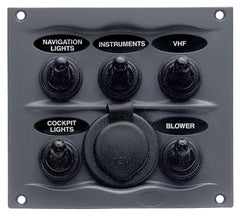 BEP Switch Panel DC Waterproof 5xOn/Off 1xPower Re