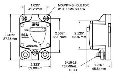 BSS Circuit Breaker 187 Surface Mount 50A