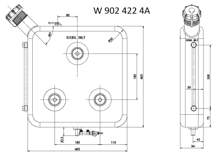 Bränsletank 12L, svart plast